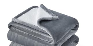 Bedsure Flannel Electric Blanket Queen - Flannel Heated Blanket with 10 Heat Settings, Heating Blanket with 10 Time Settings, 8 hrs Timer Auto Shut Off, and Dual Control (84x90 inches, Grey)