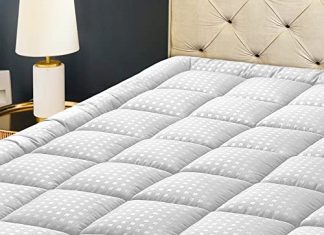 HYLEORY Twin XL Mattress Pad Quilted Fitted Mattress Protector Cooling Pillow Top Mattress Cover Breathable Fluffy Soft Mattress Topper with 8-21" Deep Pocket