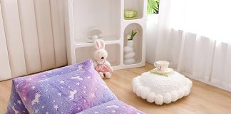 Mengersi Velvet Floor Pillows,Unicorn Glow in The Dark Pillow Bed Floor Lounger Cover for Kids Girls Boys,Mattress Floor Bed Sleeping Mat for Girls Teen Toddler,Requires 5 Pillows(Queen,Purple)