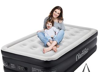 OlarHike Inflatable Twin Air Mattress with Built in Pump,18" Elevated Durable for Camping,Home&Guests,Fast&Easy Inflation/Deflation Airbed,Black Double Blow up Bed,Travel Cushion,Indoor
