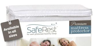 SafeRest 100% Waterproof Queen Size Mattress Protector - Fitted with Stretchable Pockets - Machine Washable Cotton Mattress Cover for Bed - Perfect Bedding Airbnb Essentials for Hosts