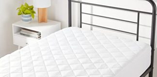 Amazon Basics Hypoallergenic Quilted Mattress Topper Pad, 18 Inches Deep, Twin, White