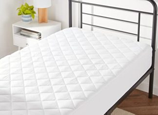 Amazon Basics Hypoallergenic Quilted Mattress Topper Pad, 18 Inches Deep, Twin, White
