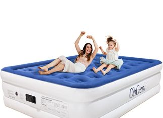OhGeni Queen Size Air Mattress with Built in Pump,18 Inch Elevated Quick Inflation/Deflation Inflatable Bed,Durable Blow Up Mattresses for Camping