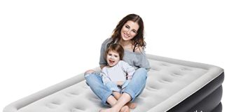 OlarHike Inflatable Twin Air Mattress with Built in Pump,18" Elevated Durable for Camping,Home&Guests,Fast&Easy Inflation/Deflation Airbed,Black Double Blow up Bed,Travel Cushion,Indoor