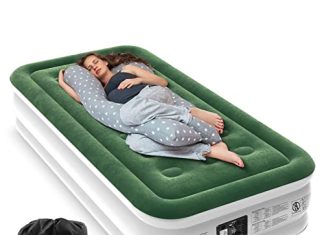 Zearna Twin Air Mattress with Built Pump, 16" Durable Blow Up Mattress Airbed, Comfortable Top Surface Inflatable Mattress for Camping Home & Portable Travel